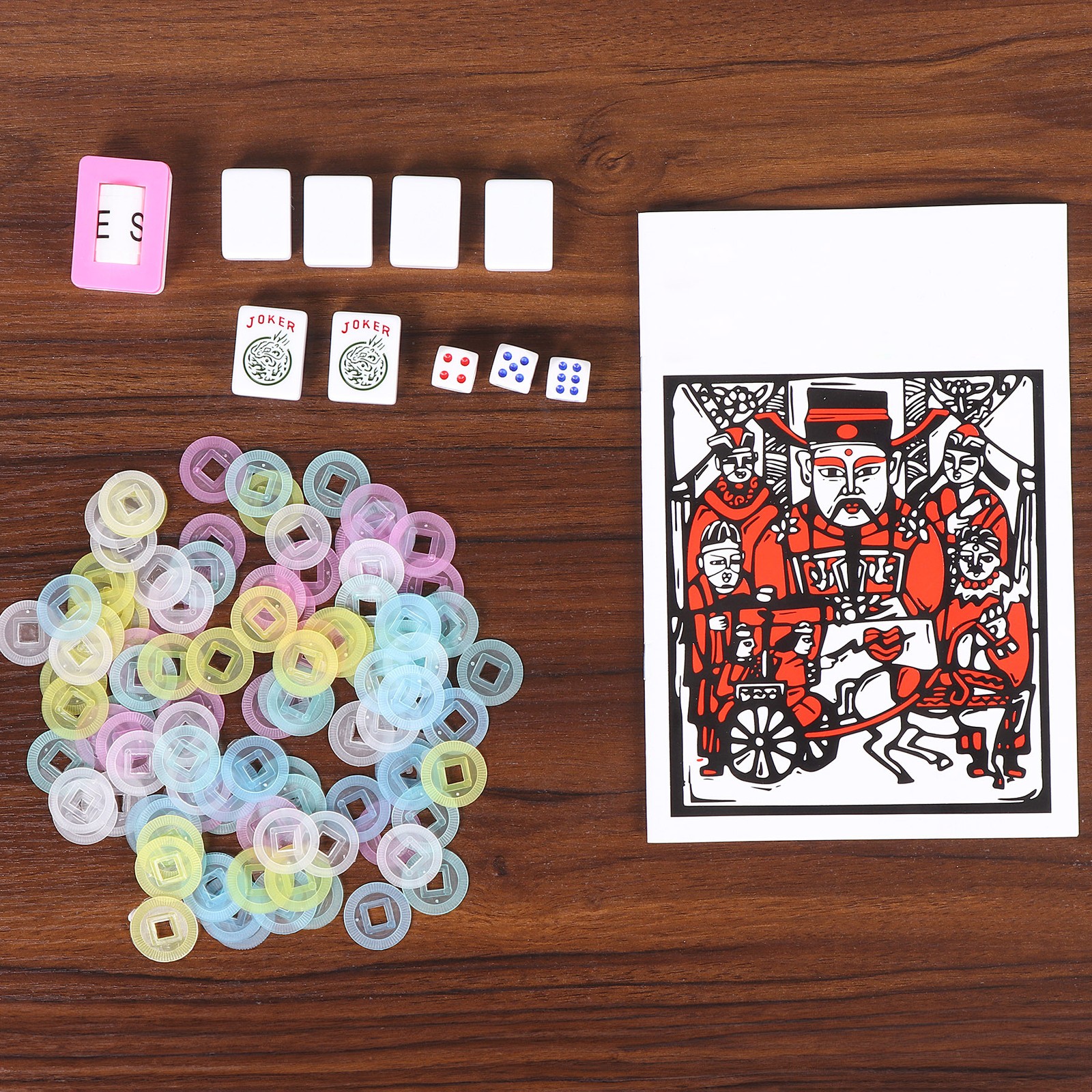 American Mahjong Set,166 Premium White Tiles 4 All-in-One Mahjong Racks/Pushers
