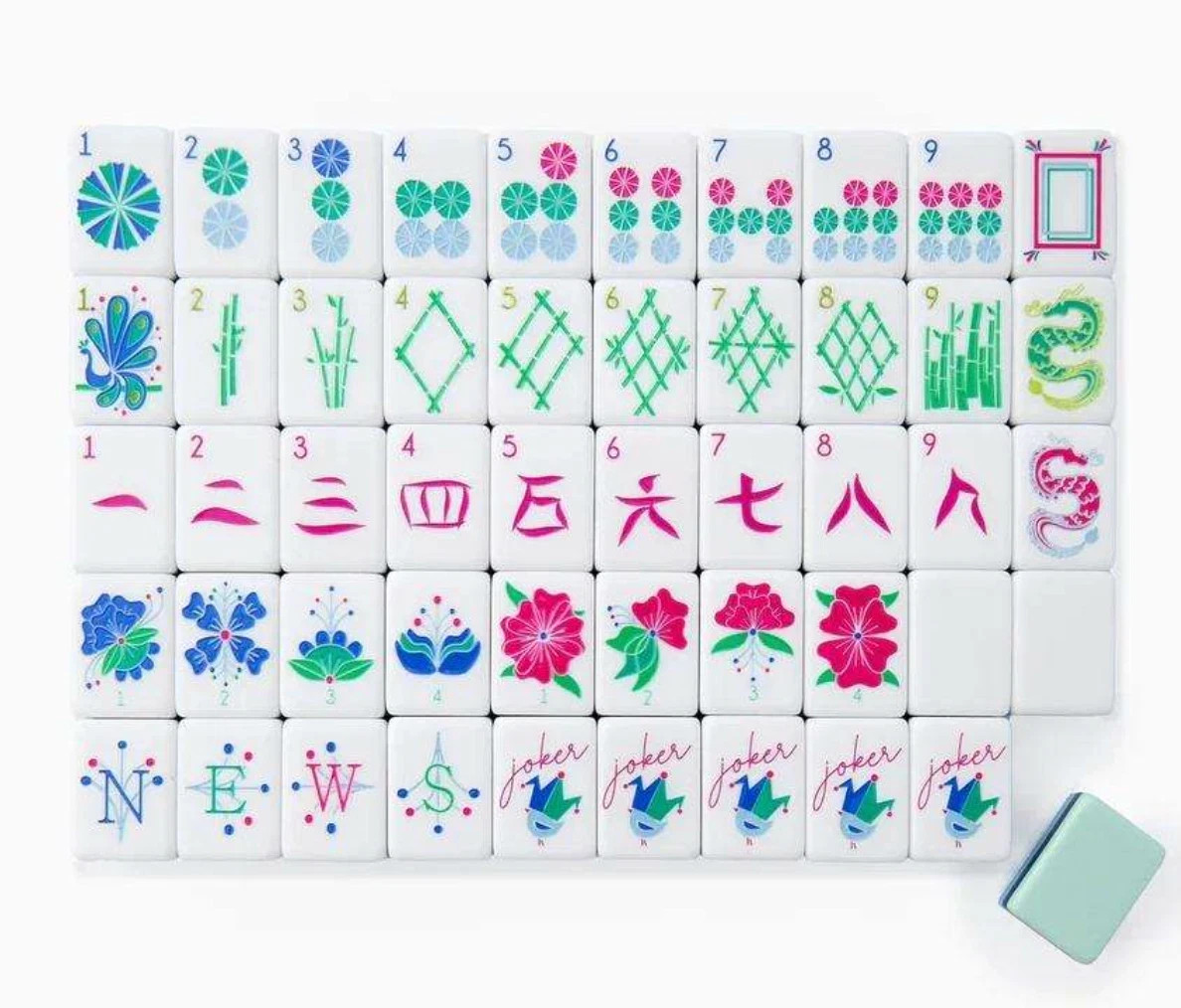 NEW MINT GREEN American Mahjong 160 Engraved/Acrylic tiles set