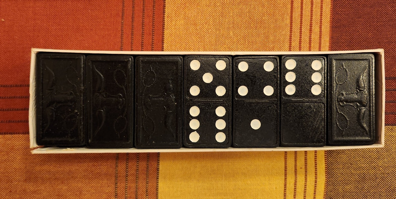 Vintage Cardinal Products Hardwood Dominoes #555 West Germany Double Six Orange