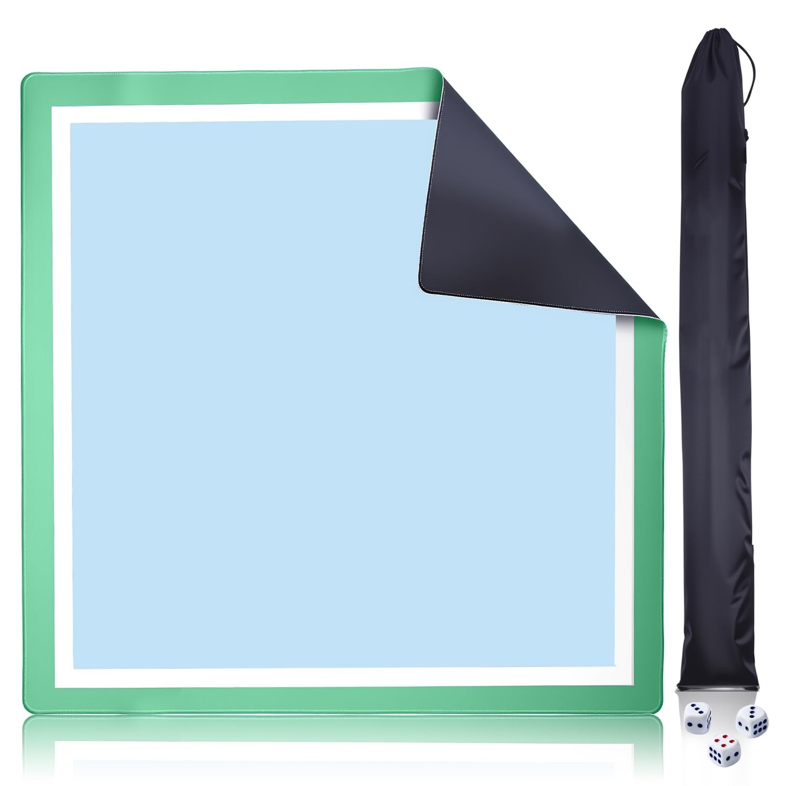 Light Blue Mahjong Mat 31.5×31.5 Inch Thick Neoprene Waterproof Noise Reducti…