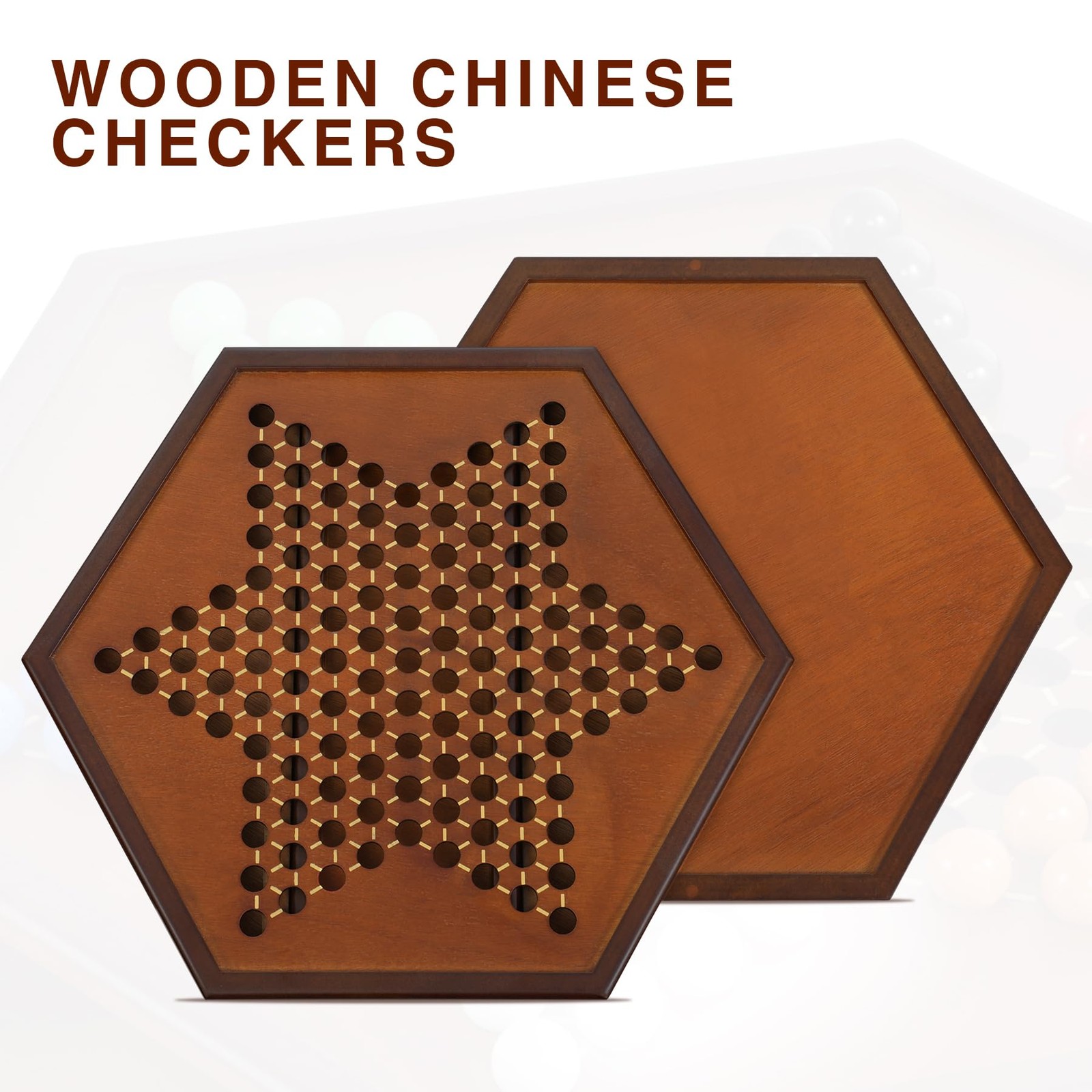 Chinese Checkers 15″ x 13″ Large Wooden Checkers Board Game Includes 16mm 60+…
