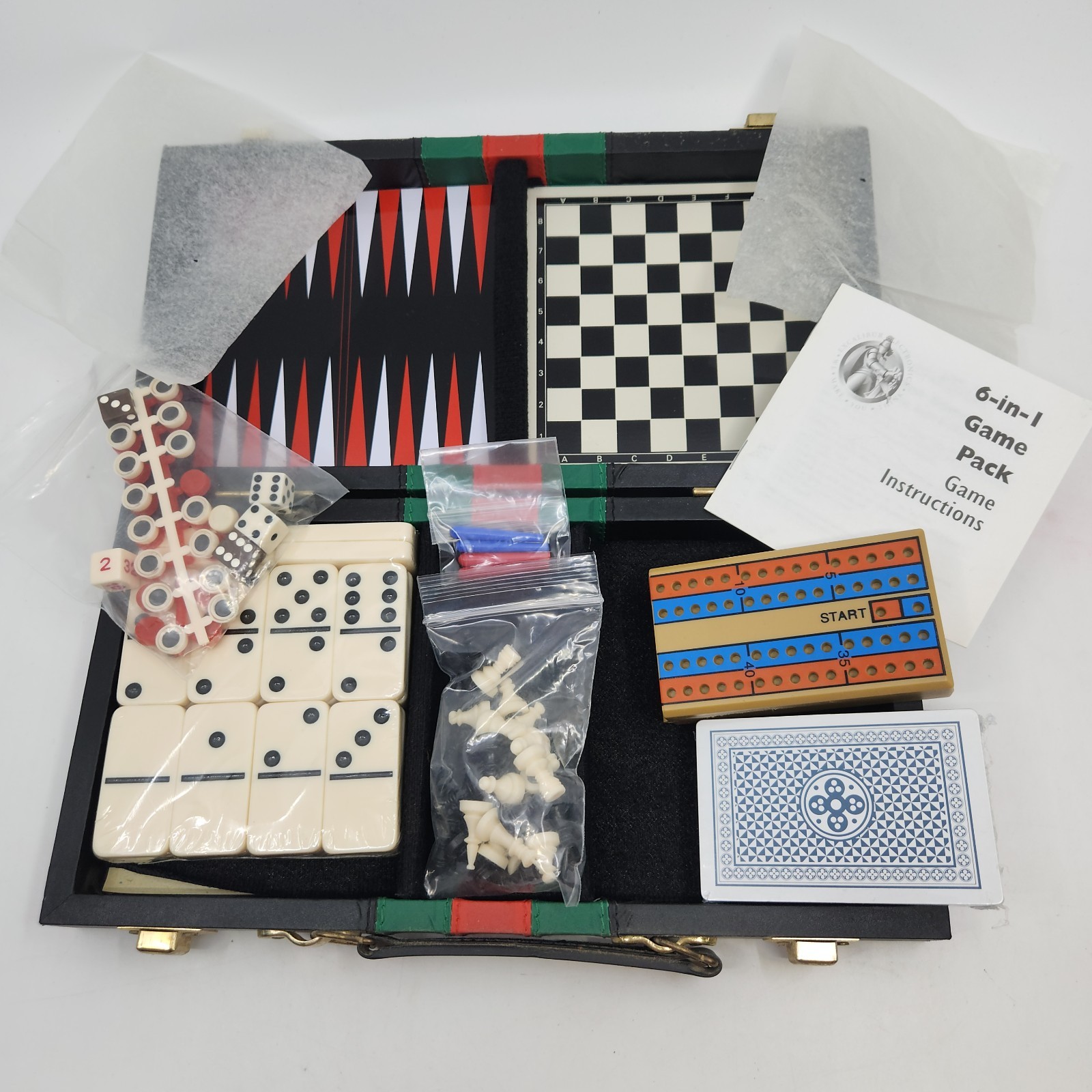 Excalibur 6 in 1 Ultimate Travel Game Set Magnetic Pieces Chess Dominos New
