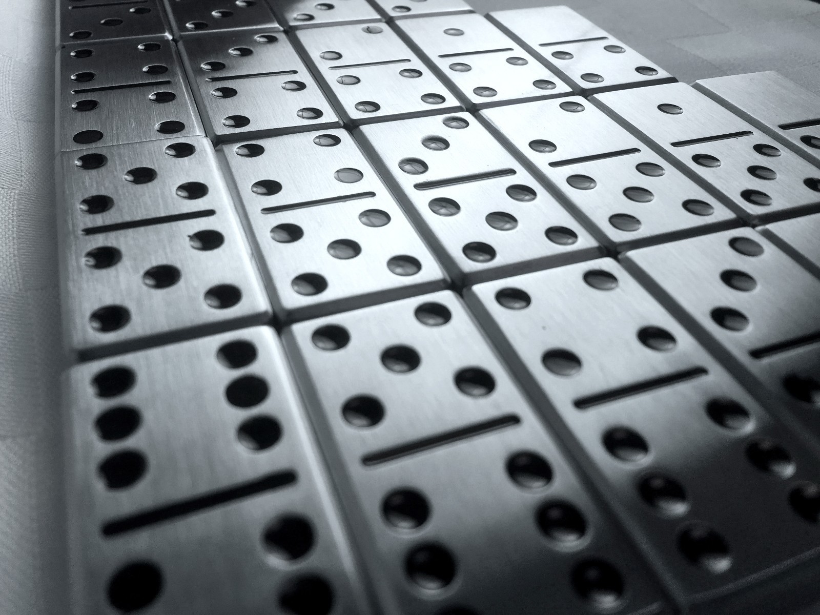 Double Six Set of Stainless Steel Dominoes – Black Dots