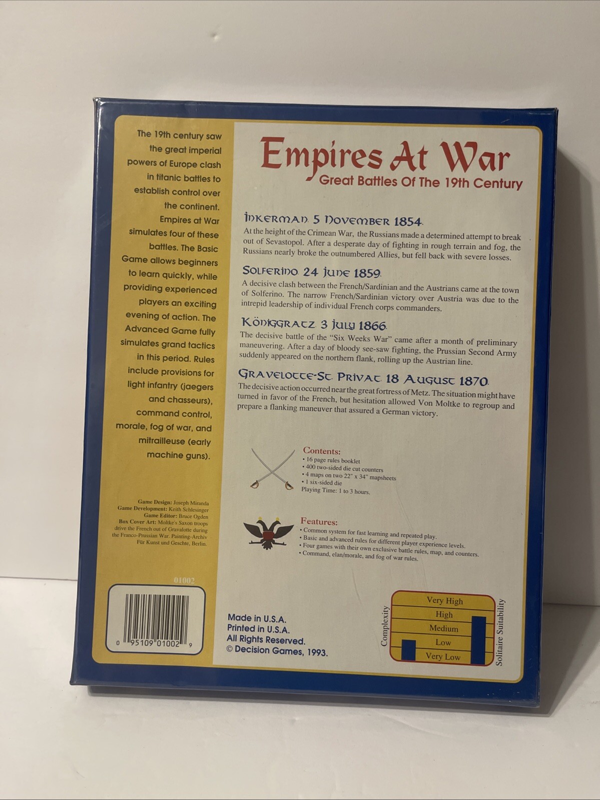 EMPIRES AT WAR: Great Battles of 19th Century Decision Games New Sealed