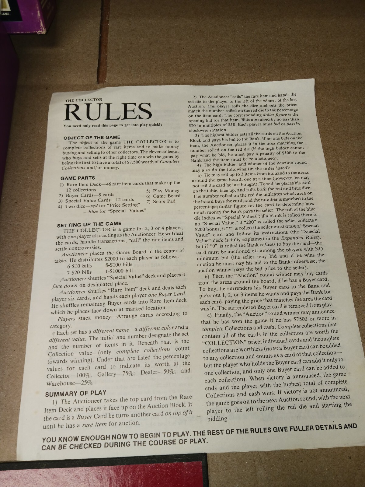 The Collector 1977 Vintage Avalon Hill Bookshelf Game Complete