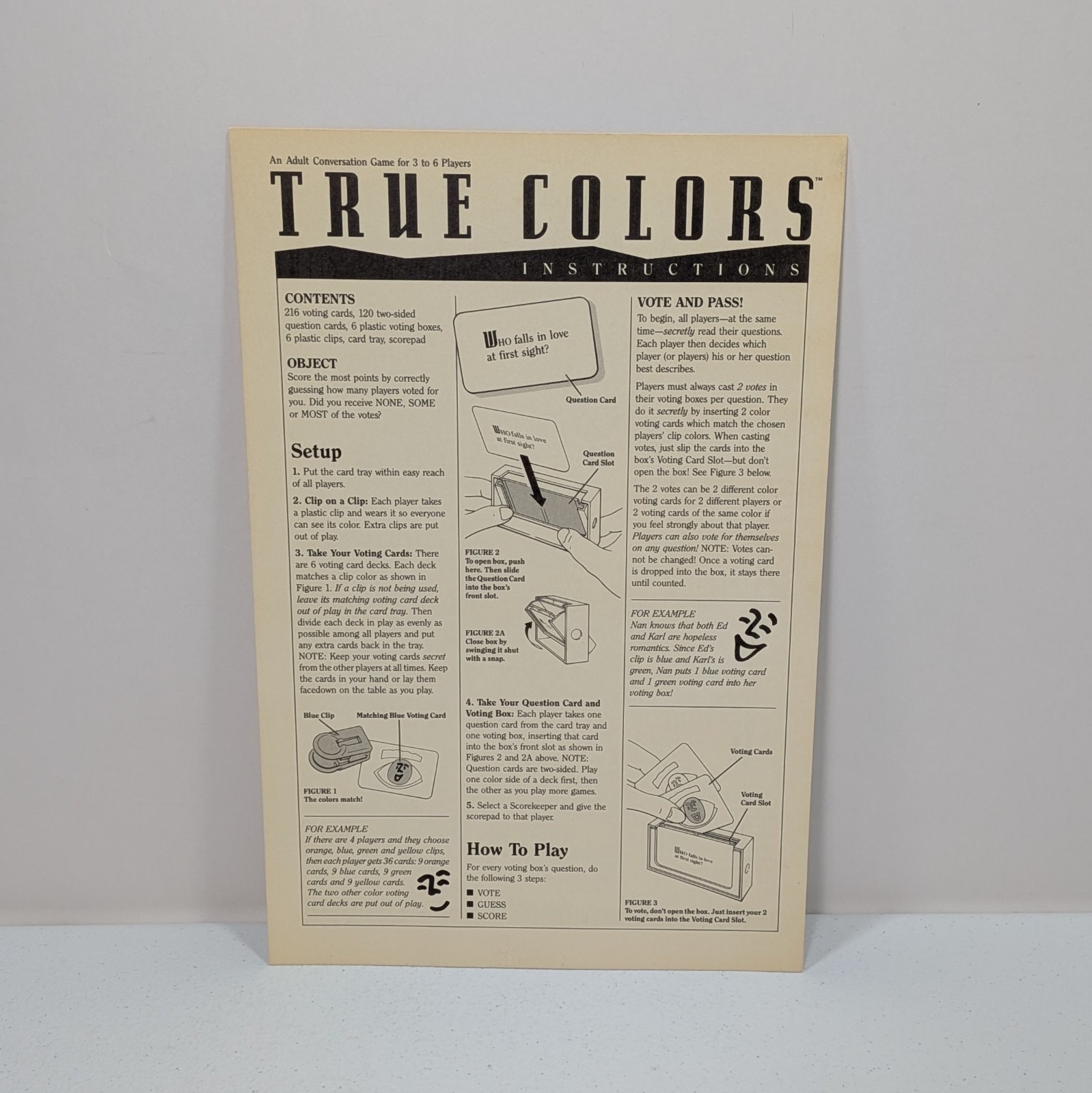 True Colors Board Game Vintage 1990 Milton Bradley 100% Complete