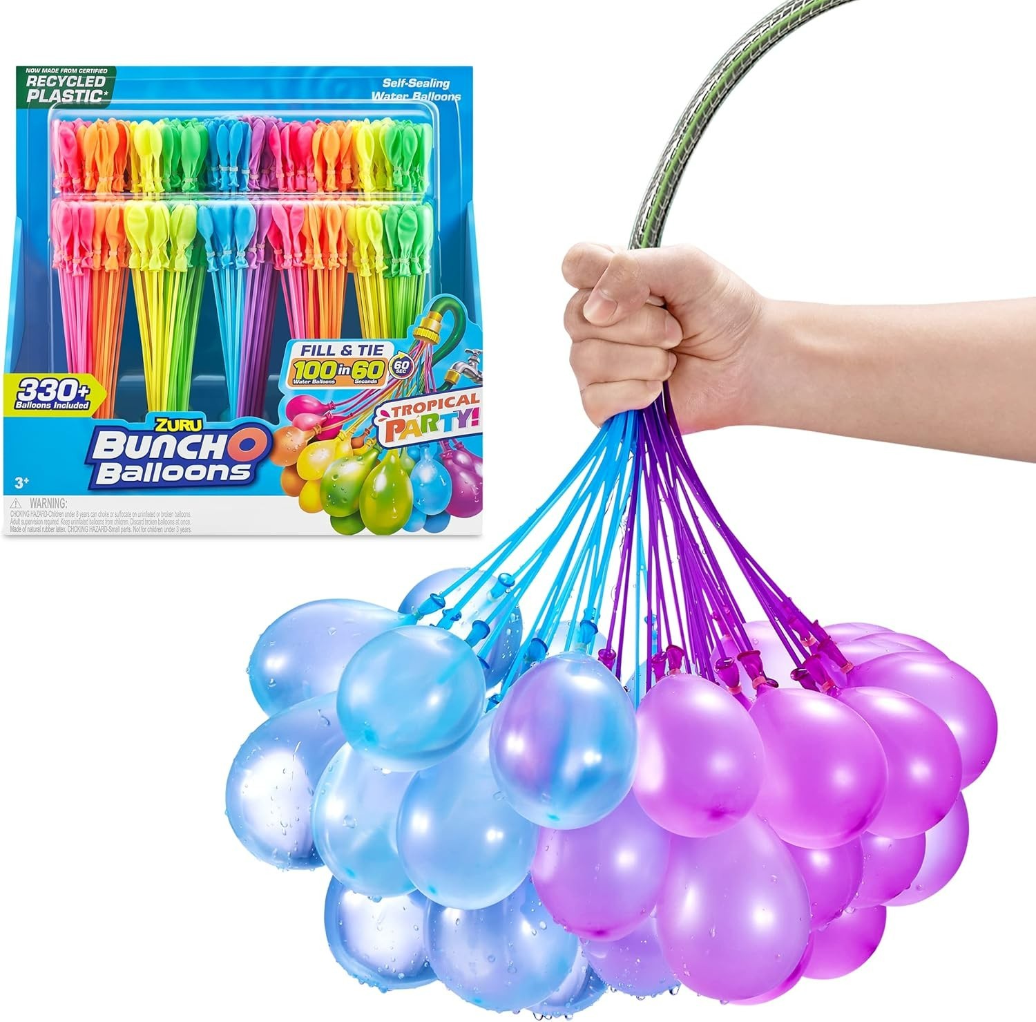 Bunch-O-Balloons Tropical Party 330+ Rapid-Filling Self-Sealing Water Balloons