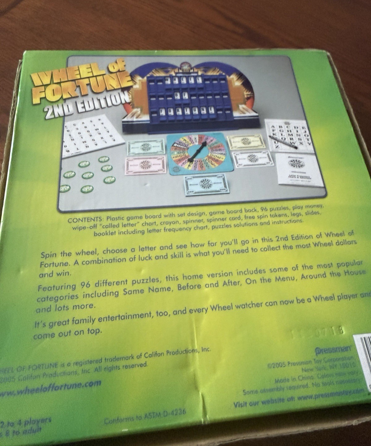 WHEEL OF FORTUNE Board Game by Pressman 2nd Edition All Puzzles Pieces COMPLETE