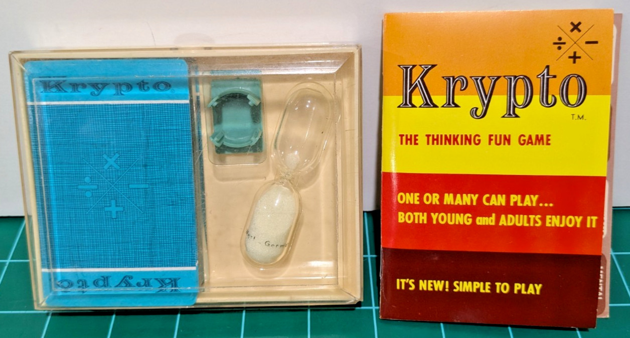 VINTAGE KRYPTO THE THINKING FUN CARD GAME MATH W. GERMANY COMPLETE W/ CASE TIMER