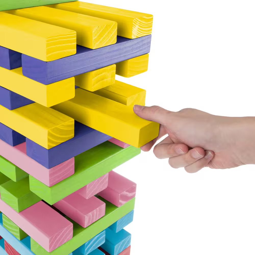 Nontraditional Giant Wooden Rainbow Blocks Tower Stacking Game