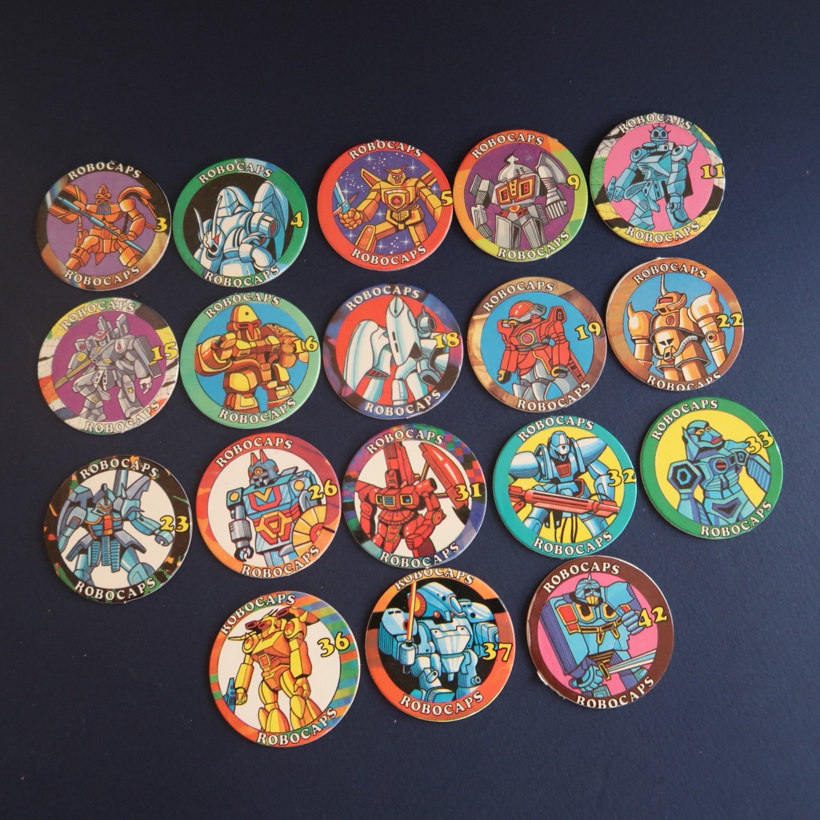 Vtg 90s Robocaps Pogs Milk Caps Lot- Go Bots Transformers Zbots Japan Robots