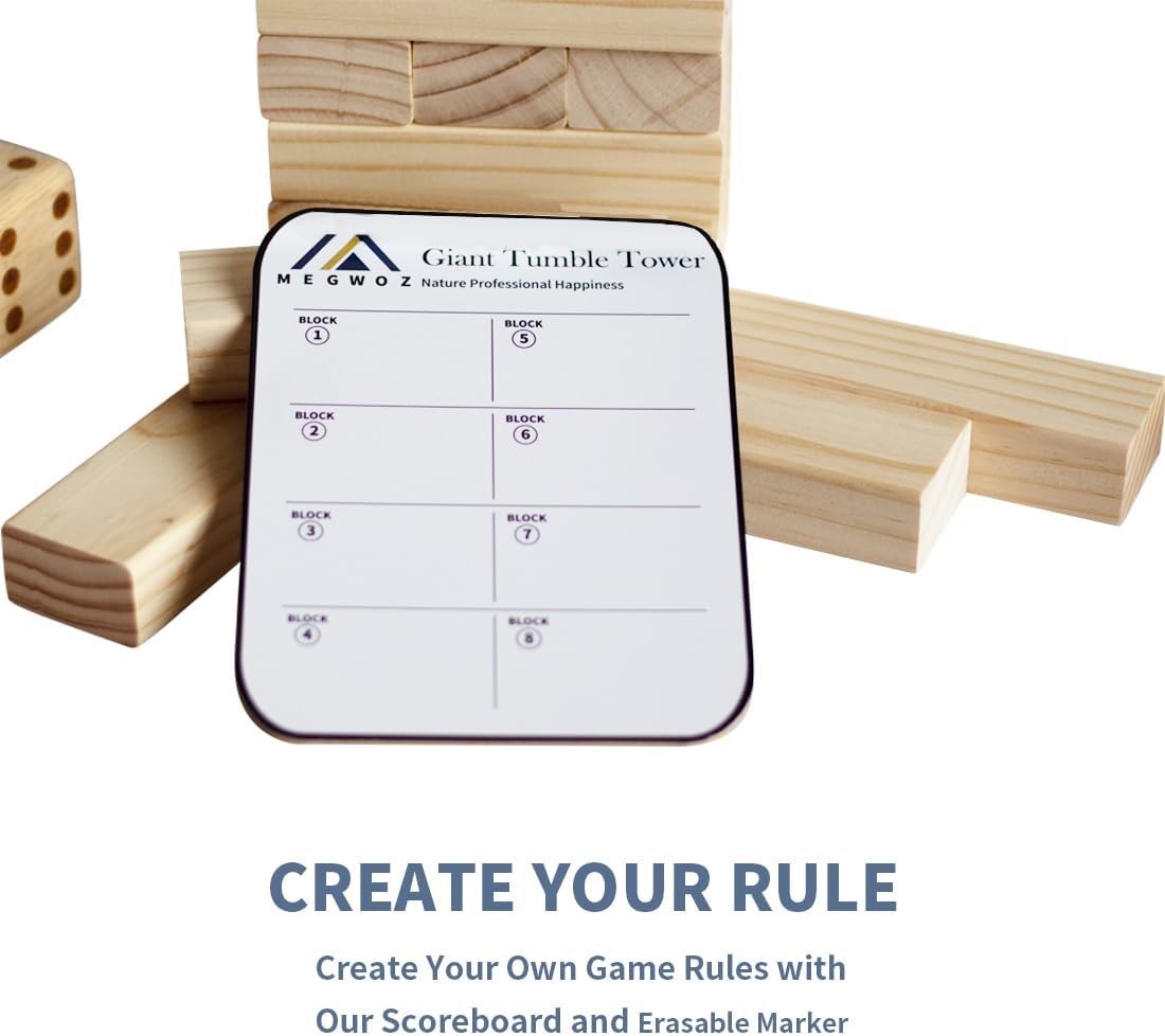 Giant Tumble Tower 60pc New Zealand Pine Blocks Stack to 5ft – Quality