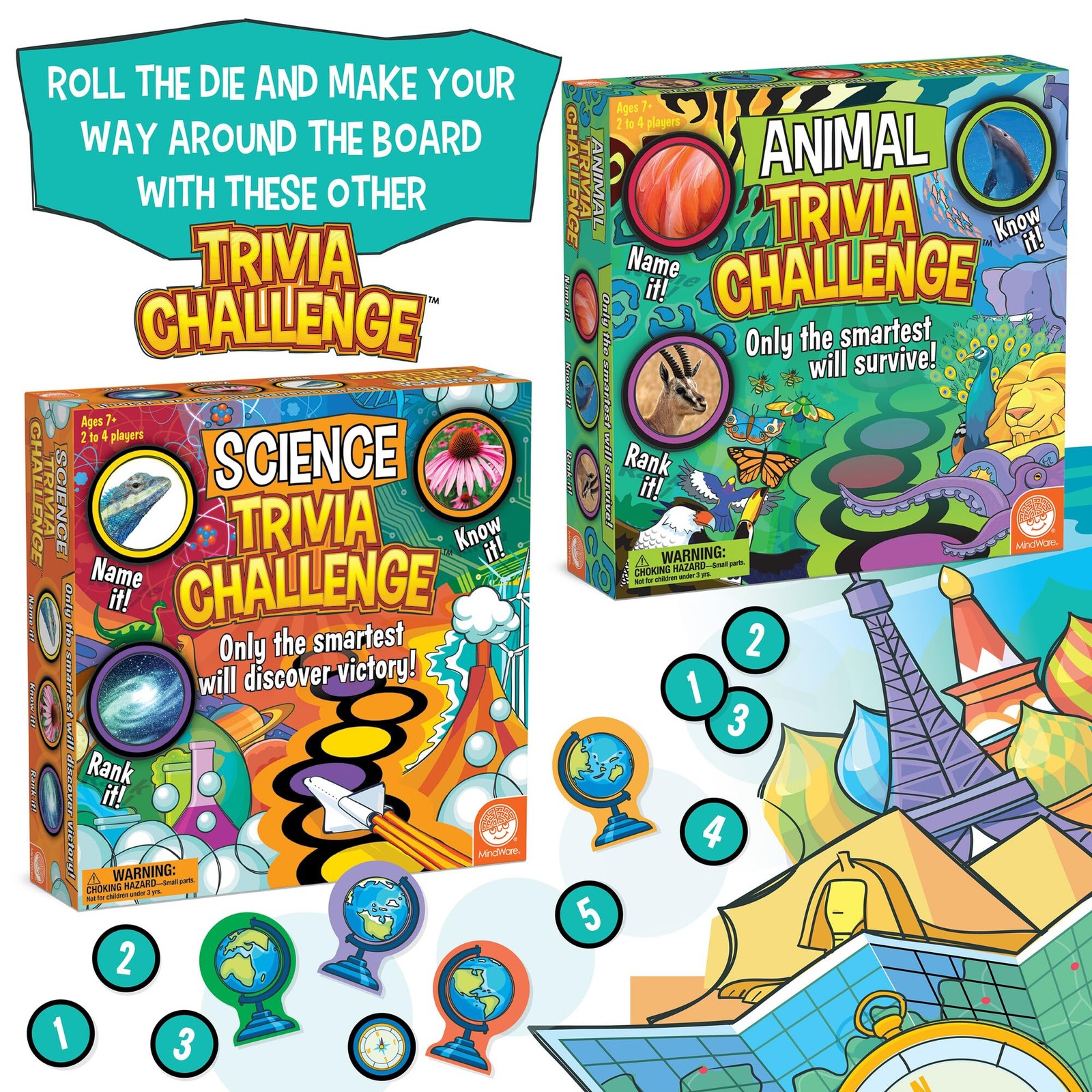 MindWare Geography Trivia Challenge – Board Game for Kids 8-12 and Up – Fun T…