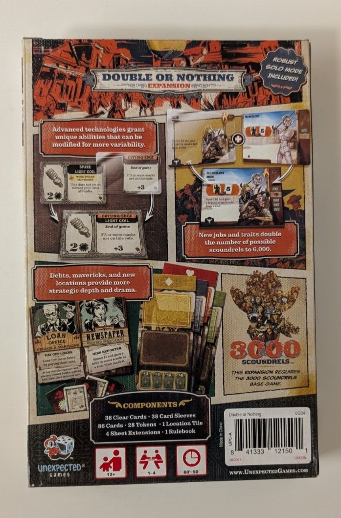3000 Scoundrels Double or Nothing Expansion Board Game Unexpected Games NEW