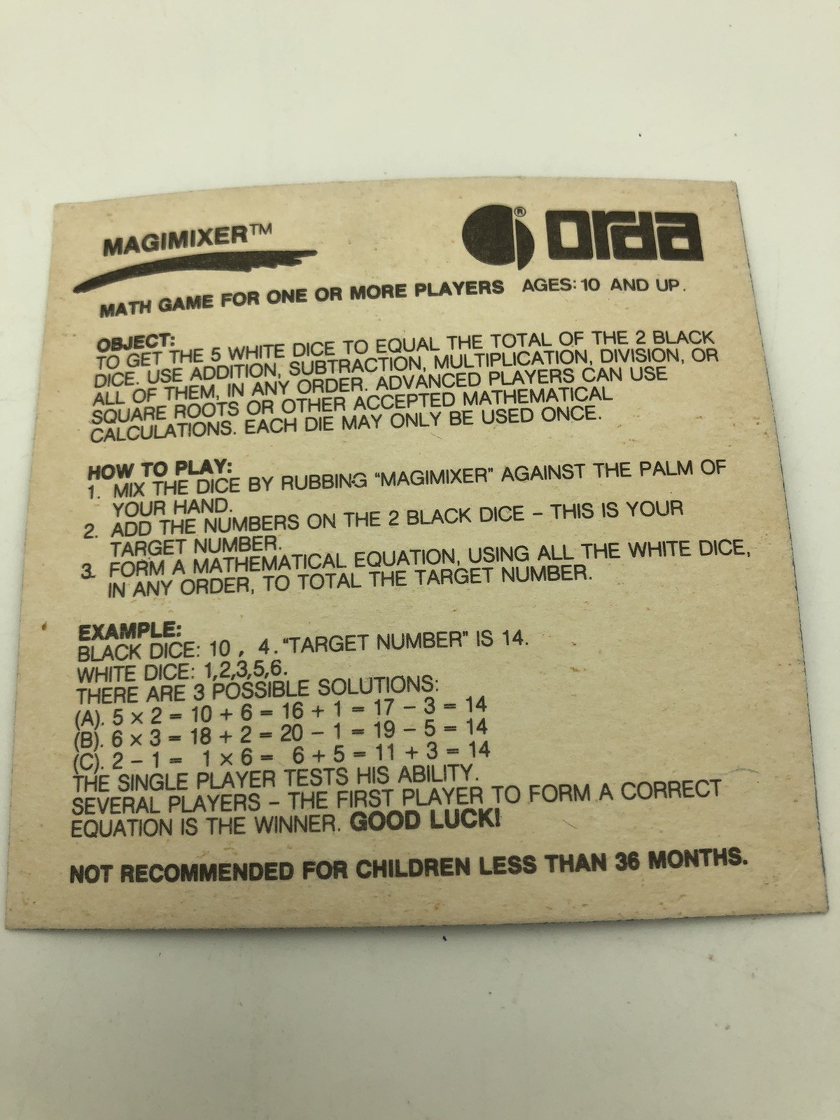 Vintage Number Math Game Puzzle Magimixer For 1 Or More ——735——