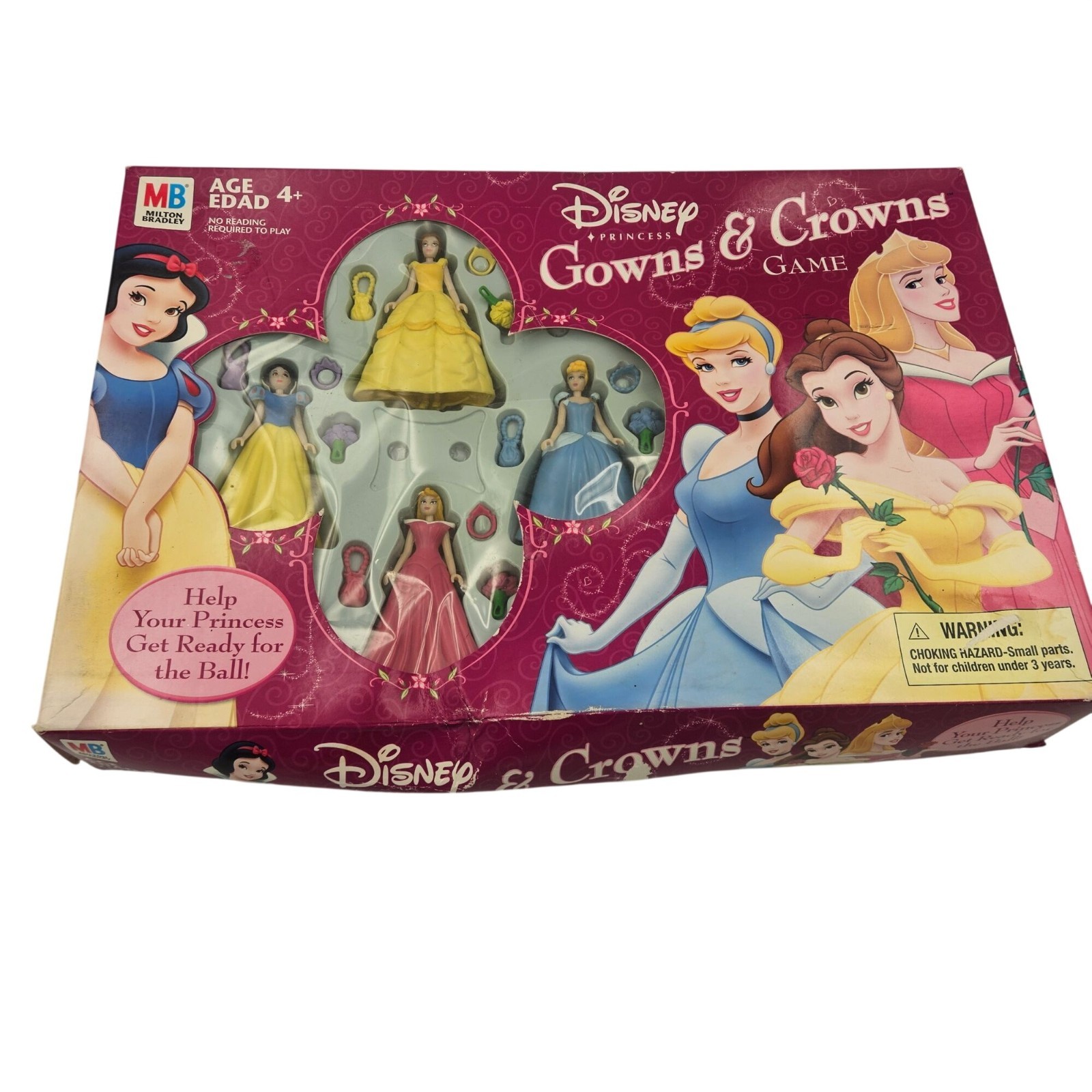 Disney Princess Gowns & Crowns Board Game By MB Milton Missing Dice & Stands