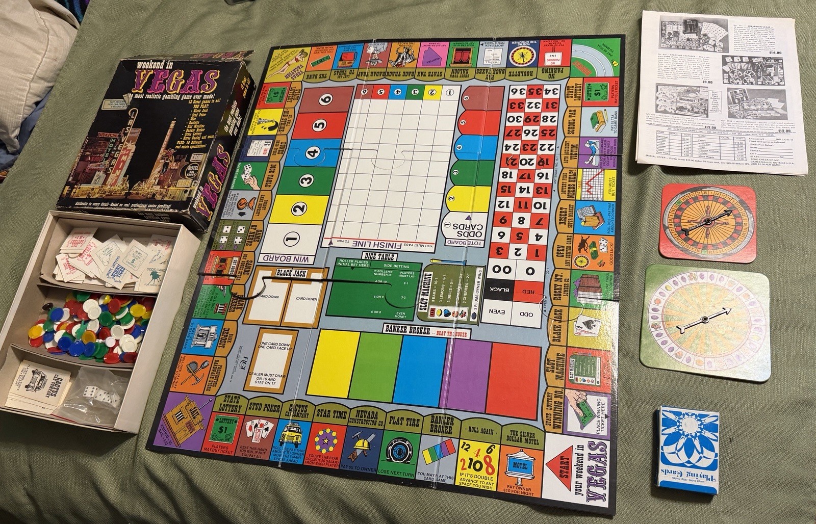 vintage 1974 “WEEKEND IN VEGAS” GAMBLING BOARD GAME las 12 CASINO GAMES rare WOW