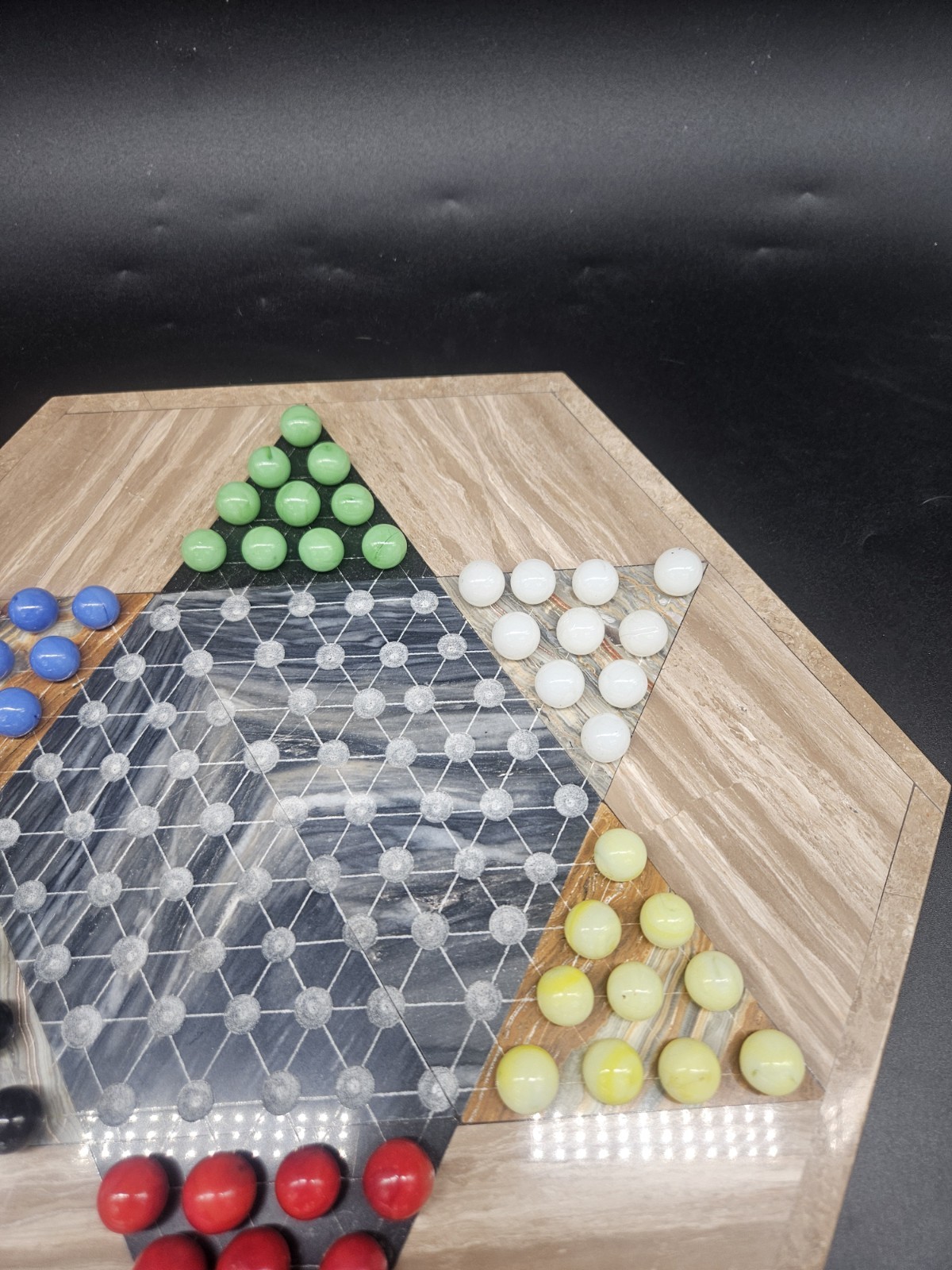 VTG Quartz Marble Onyx Chinese Checkers Natural Stone Strategy Game W/ Marbles
