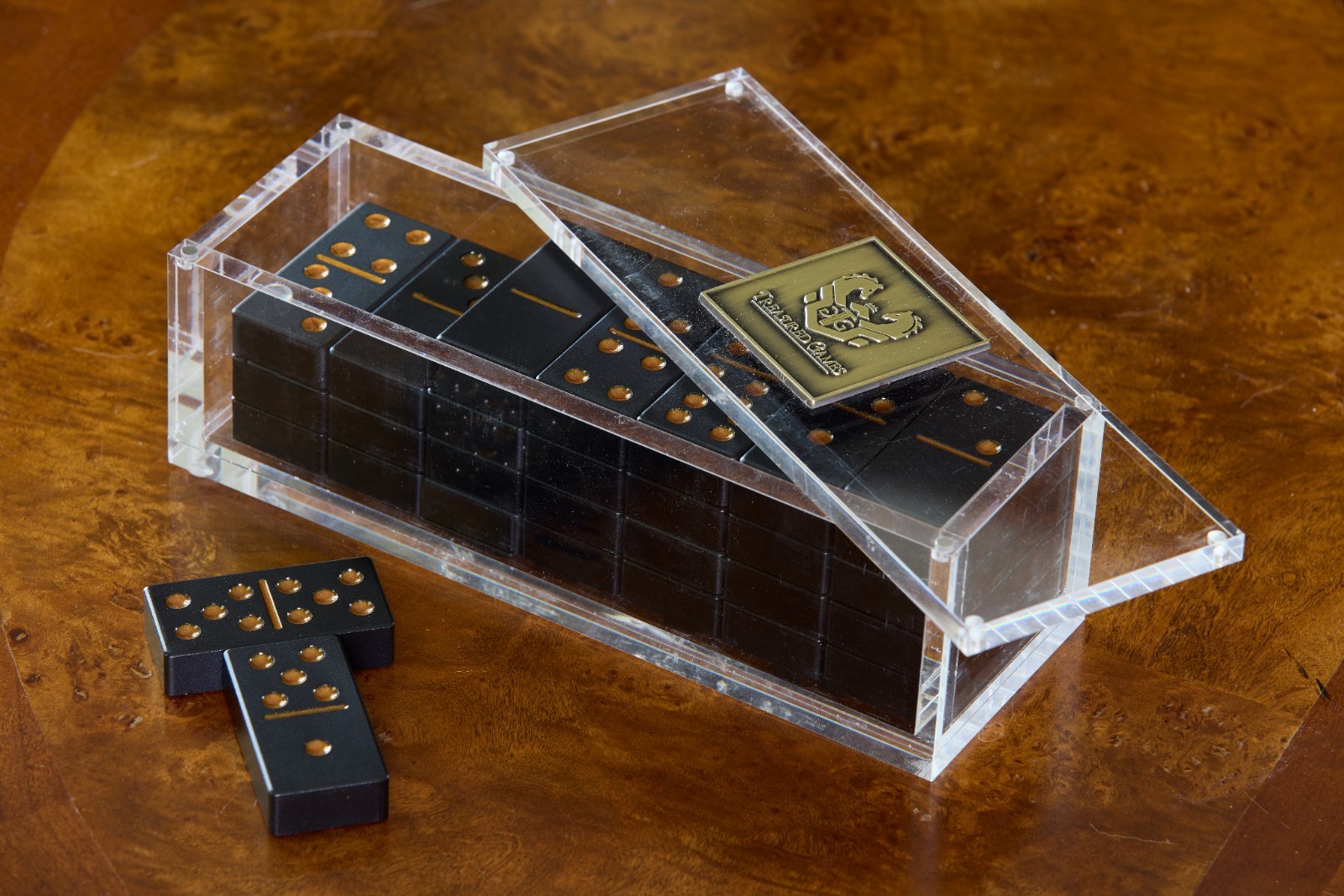 Premium Aluminum Double Six Dominoes Set – Black