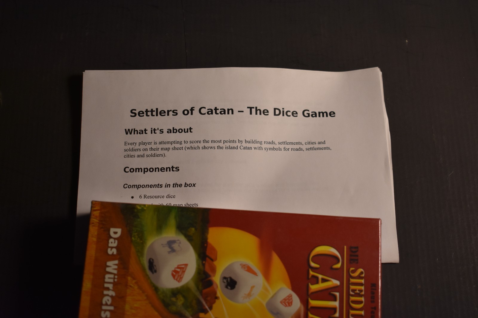 Settlers of Catan Dice Game – German – 2007 – Kosmos