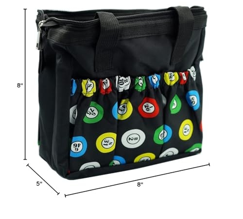 Yuanhe Bingo Dauber Bags with 6 Pockets Black Tote Bag One Size,