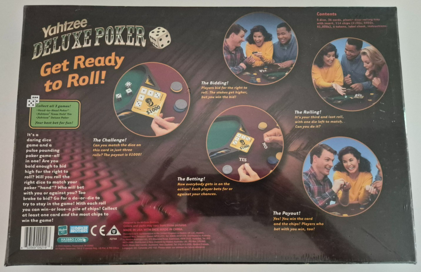 Yahtzee Deluxe Poker Dice Card Board Game 2005 Parker Brothers New Sealed