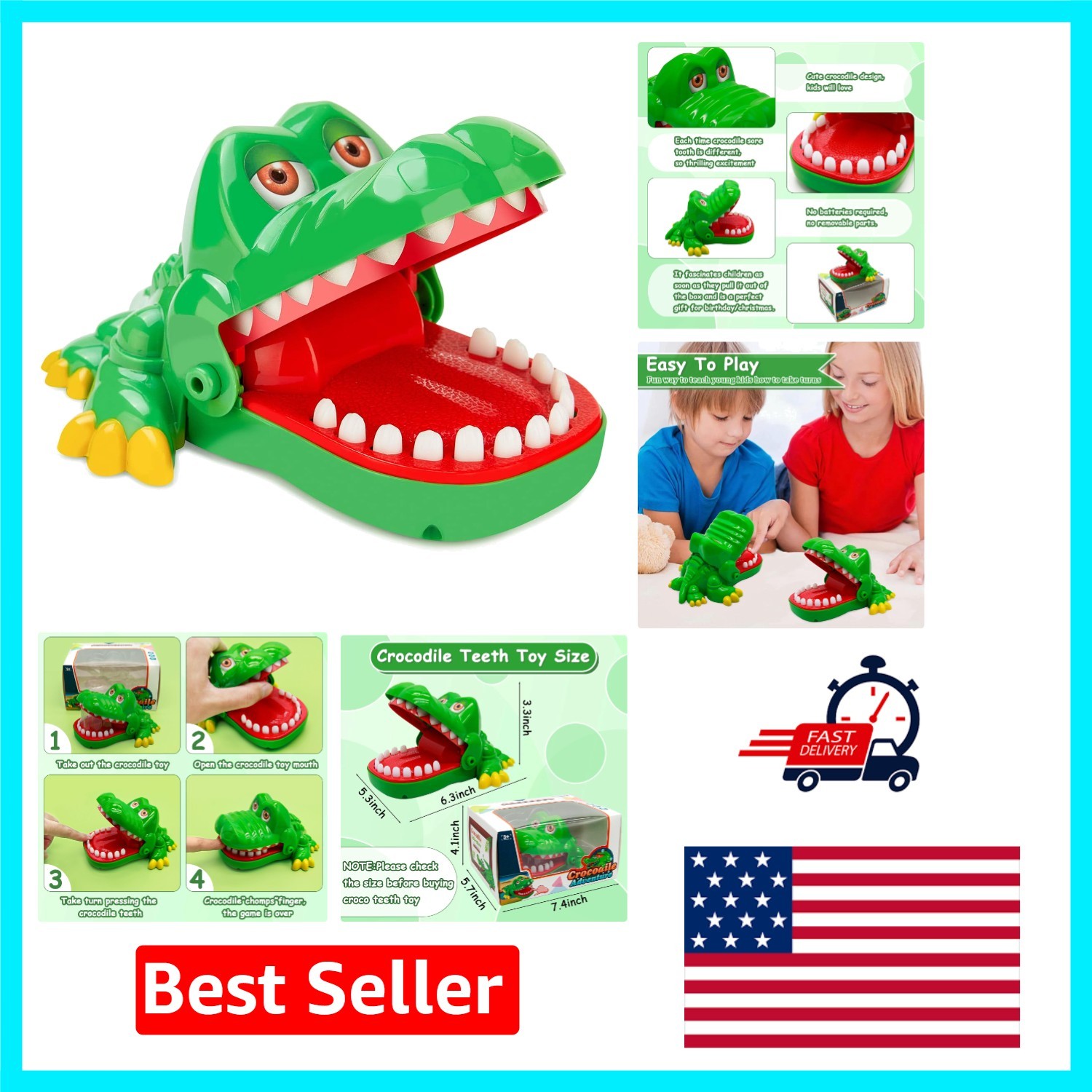 Travel-Friendly Crocodile Dentist Toy – No Batteries Required for Ages 4+