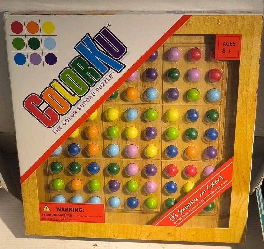 ColorKu Game The Color Sudoku Puzzle Solid Wood w/ Pieces ONLY NO CARDS, READ