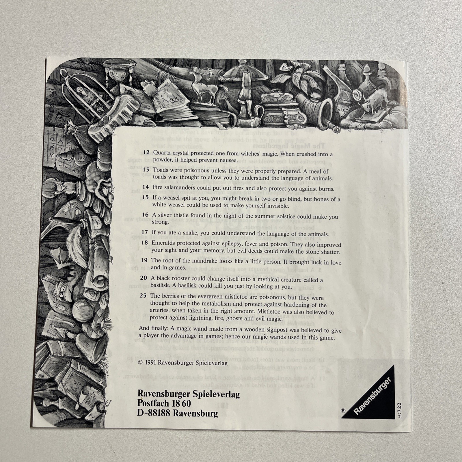 Ravensburger Master Labyrinth 1991 Board Game Replacement Instruction Manual
