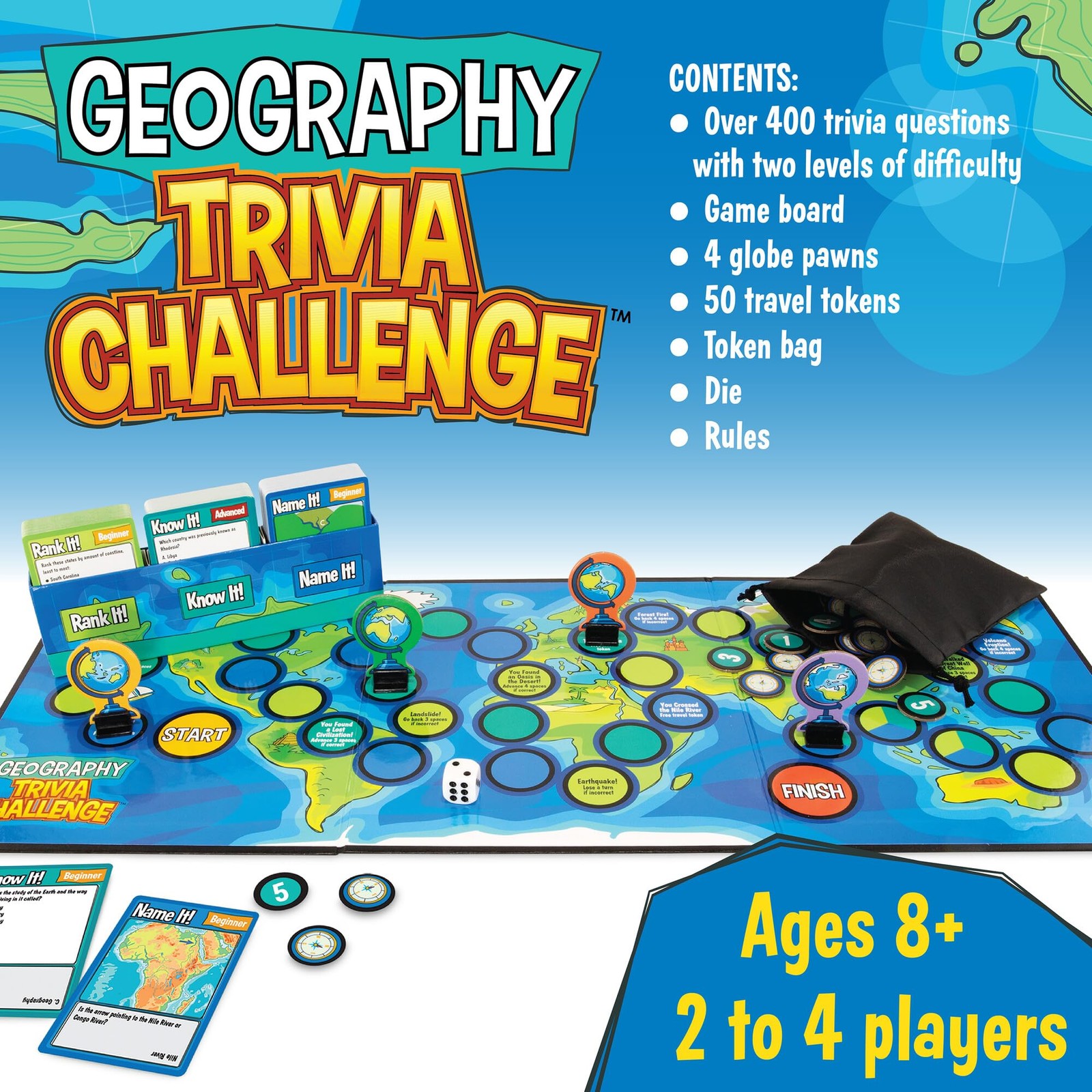 MindWare Geography Trivia Challenge – Board Game for Kids 8-12 and Up – Fun T…