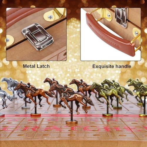 Large 21″ Horse Racing Game for Adults & Family – Foldable Board, 11 Metal Horse