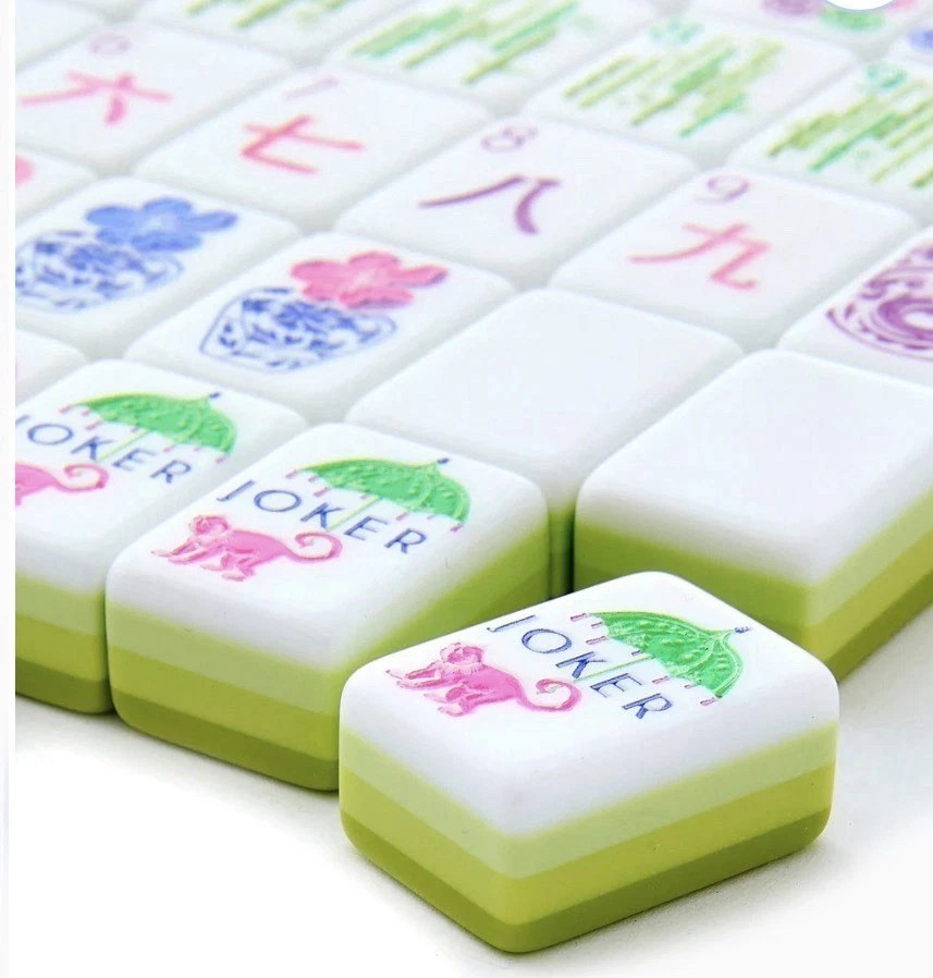 American Mahjong Game Set,160 Lime Layered Mah Jong Tiles Family#Party#Game#Gift