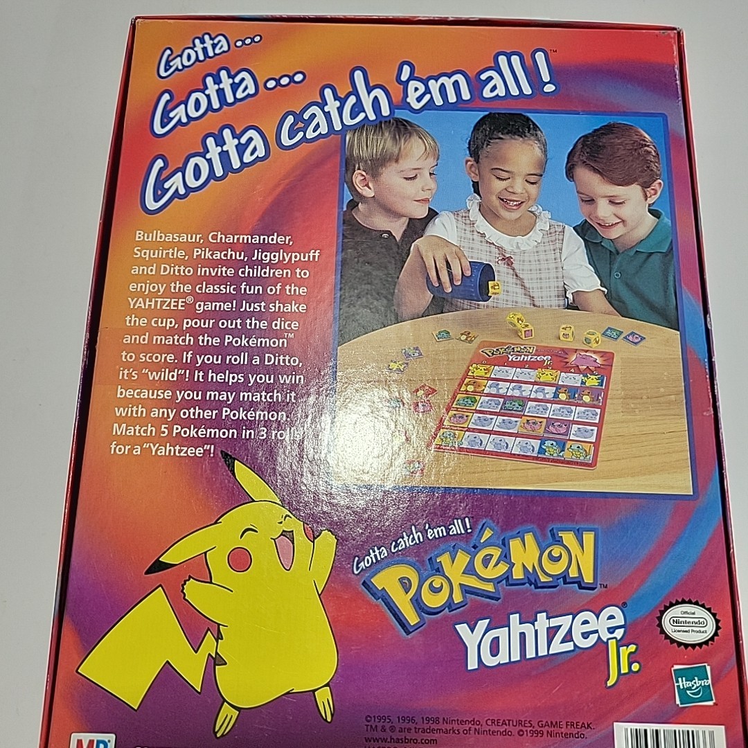 Pokemon Yahtzee Jr Vintage 1999 Milton Bradley Hasbro Nintendo Gotta Catch Em