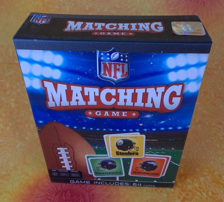 NFL Matching Game – All 32 Teams – 64 Card Memory Game – New Ages 3+