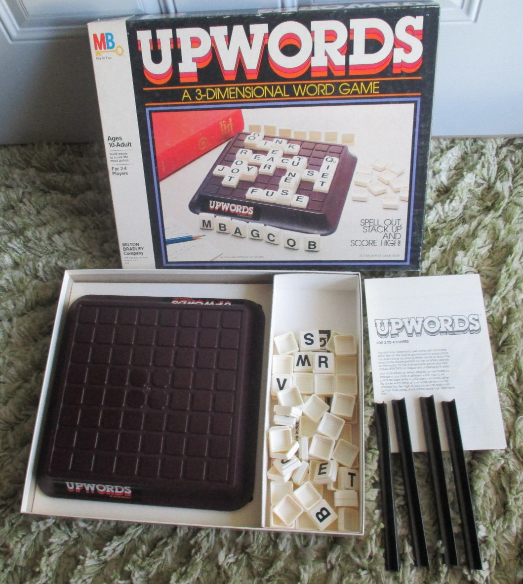 Vintage 1983 Milton Bradley UPWORDS 3-Dimensional Word Board Game~Free Shipping