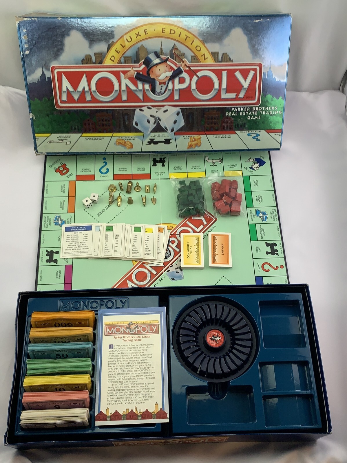 1995/98 Deluxe Monopoly Game (Long Box) Parker Brothers Complete Very Good Cond