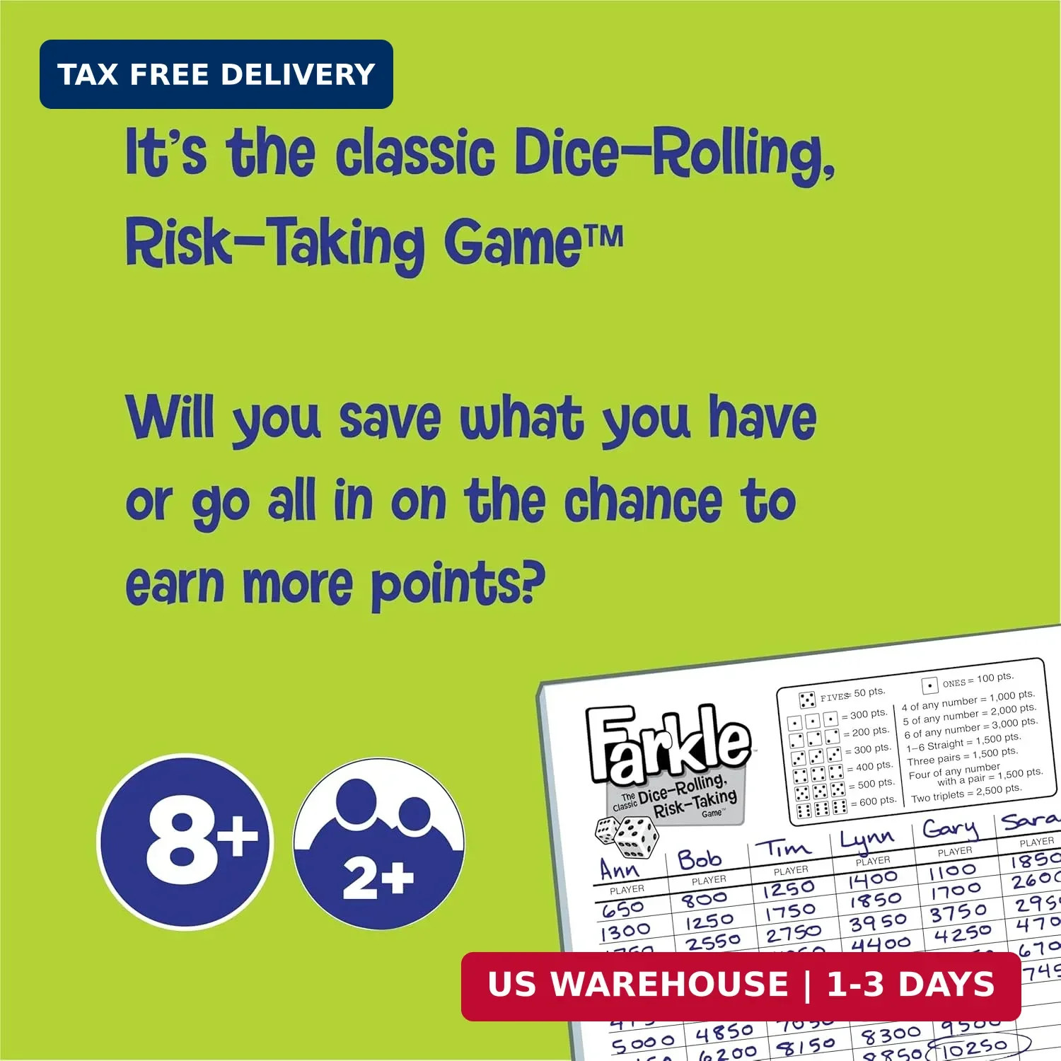 Farkle Classic Dice Game – Kids, Family Games, Travel Game, Adult Games, Board G