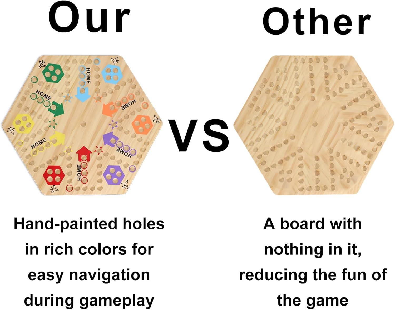 Original Marble Game Wahoo Board Game Double Sided Painted Wooden Fast Track Boa