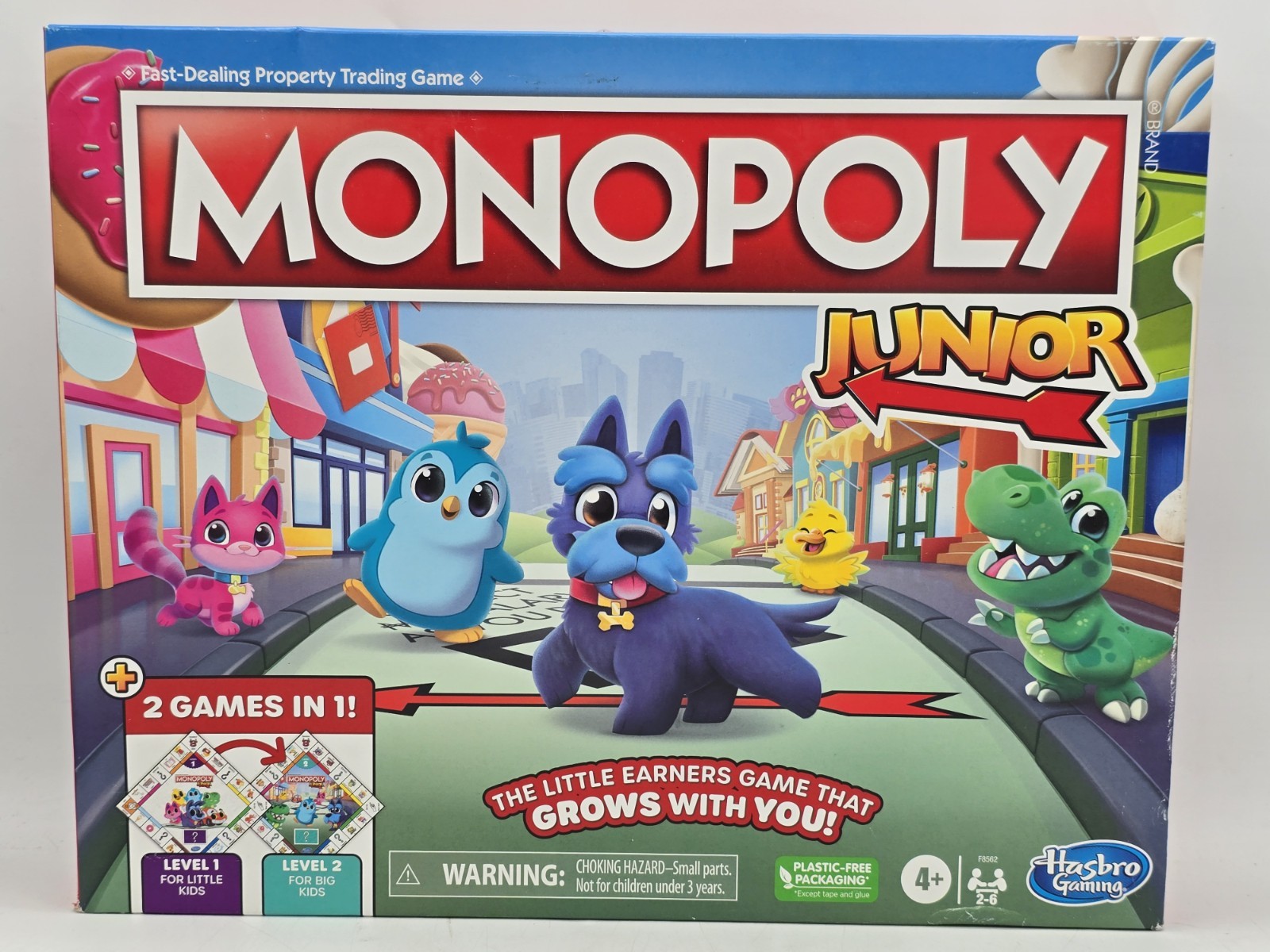Monopoly, Junior NEW! Age 4 up 2 Games in 1 little kids to Adult, Hasbro Games