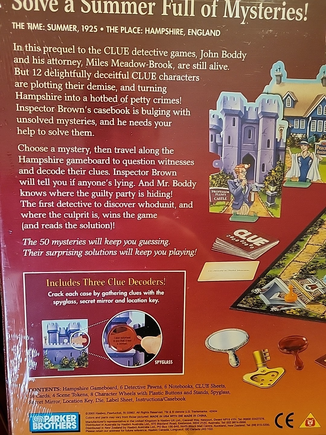 2005 CLUE Mysteries Decoding Detective Board Game New Sealed Box w/Outer Sleeve