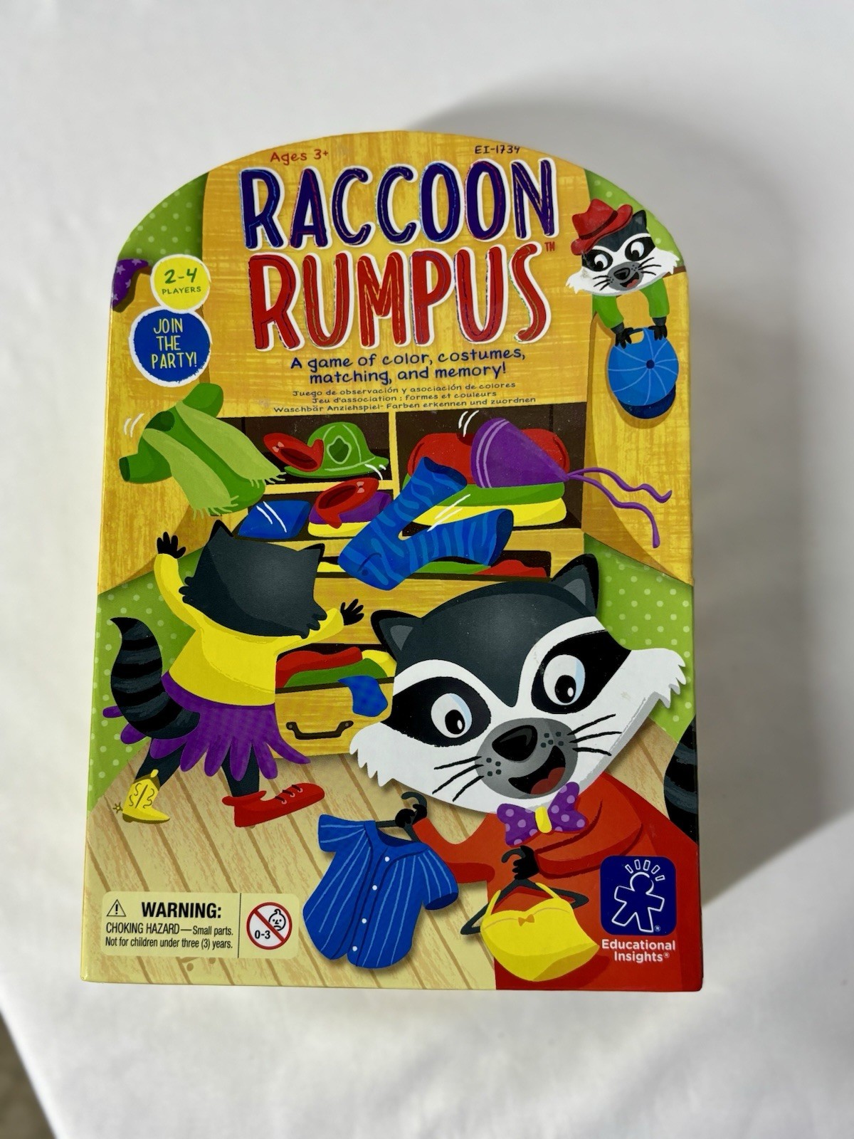 Raccoon Rumpus Game Of Colors Costumes Matching And Memory Ages 3+ Complete