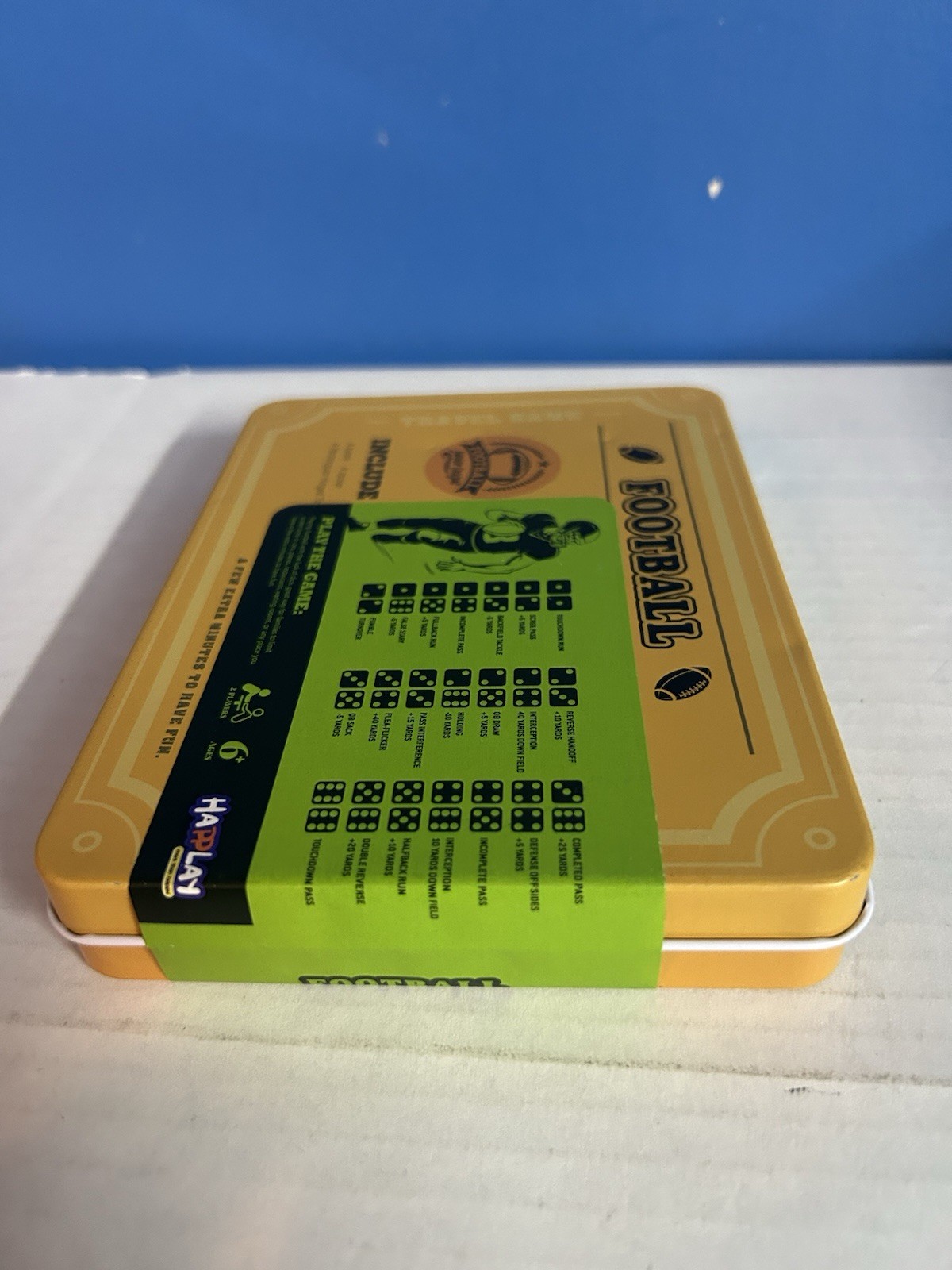 Football Tin Box Travel Dice Game Junior League Happlay- SEALED!