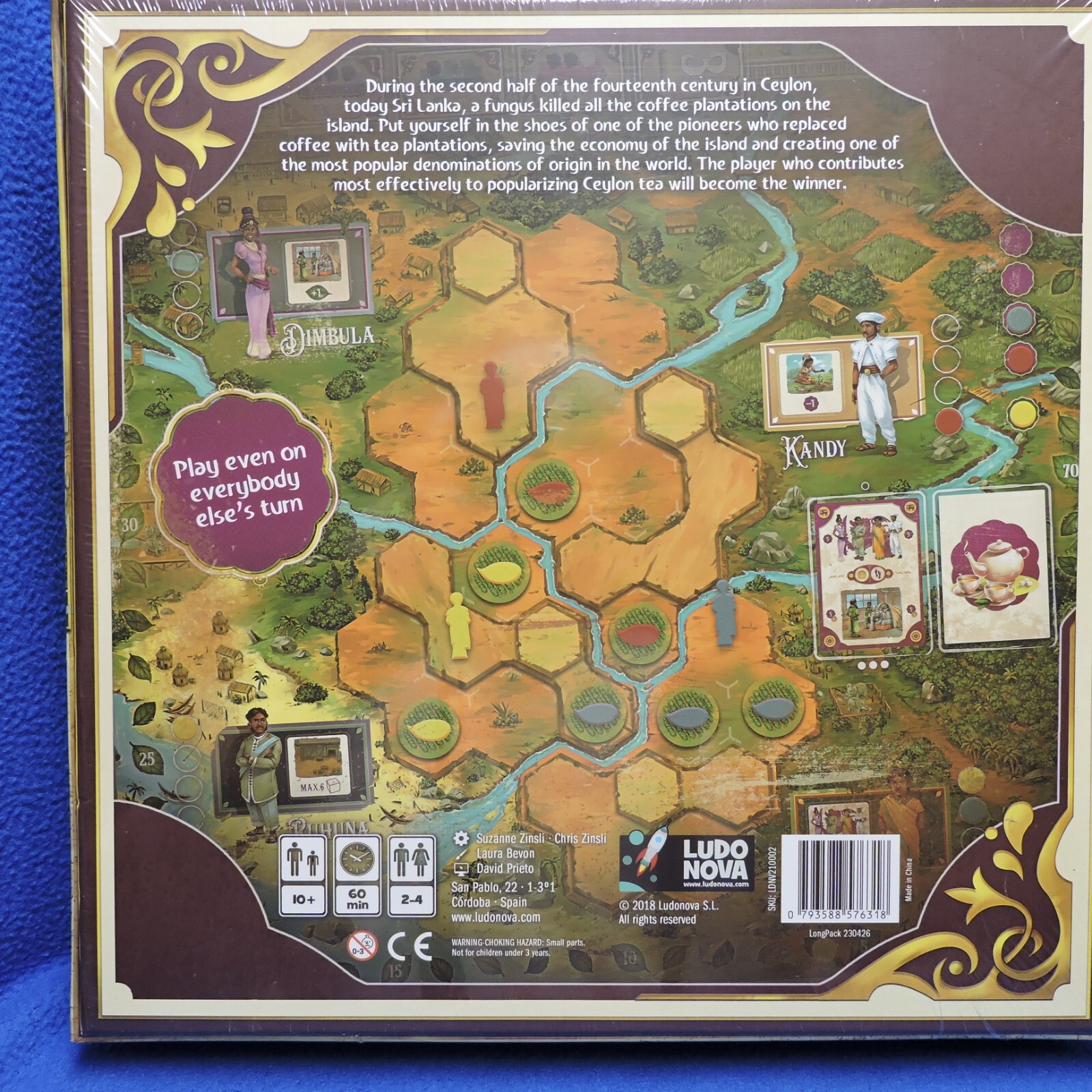 Ceylon Board Game. (Plant Harvest and ship teas). Suzanne and Chris Zinsli. 2018
