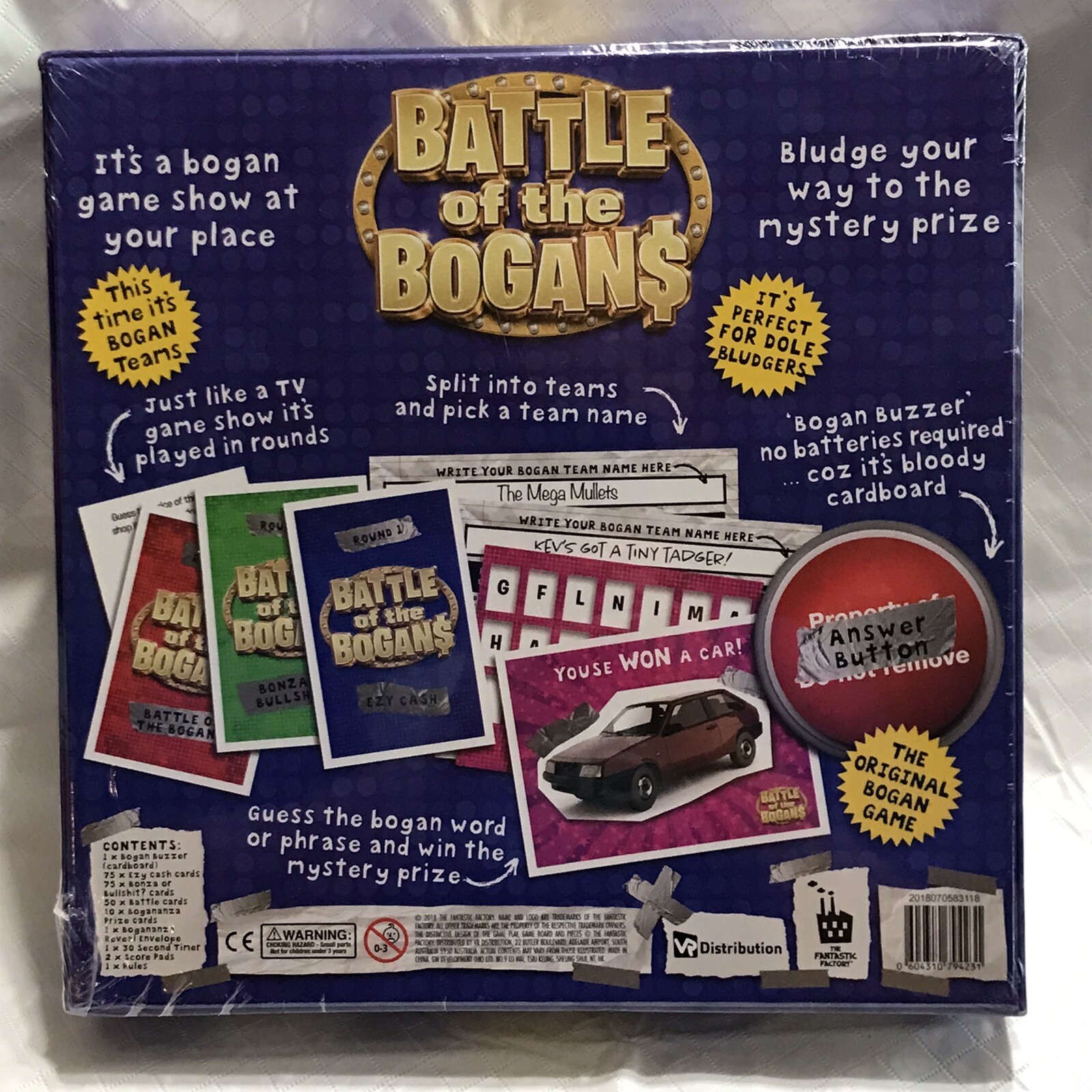 Battle Of The Bogans Team Party Game 2018 Fantastic Factory Australia RARE NEW
