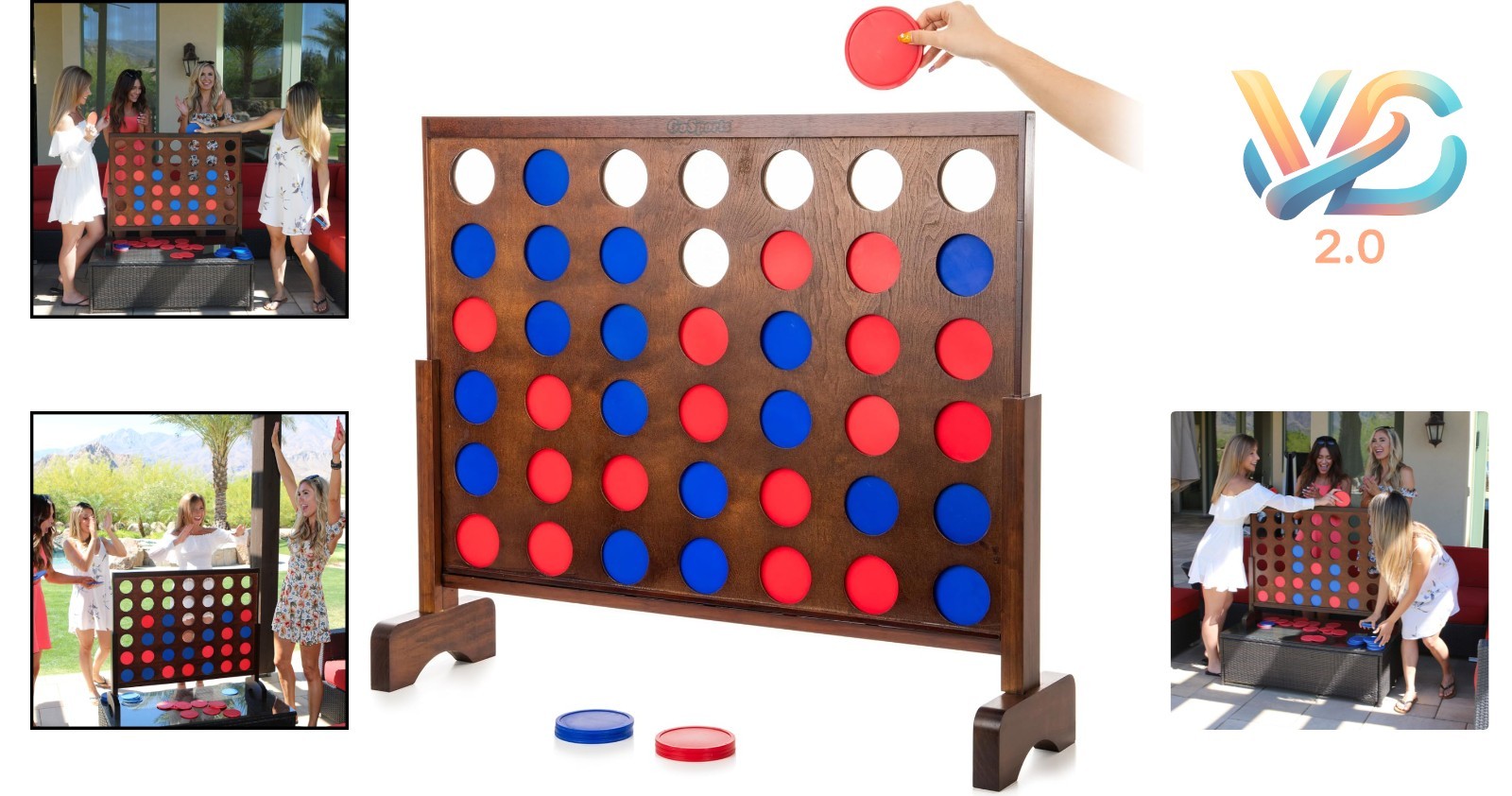 Gosports 3ft Wooden Giant Connect 4 Game with Coins Carry Case Indoor Outdoor