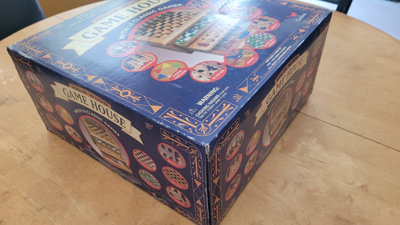 Vintage Multiple Classic Ten Games Solid Wood Boards “Game House”