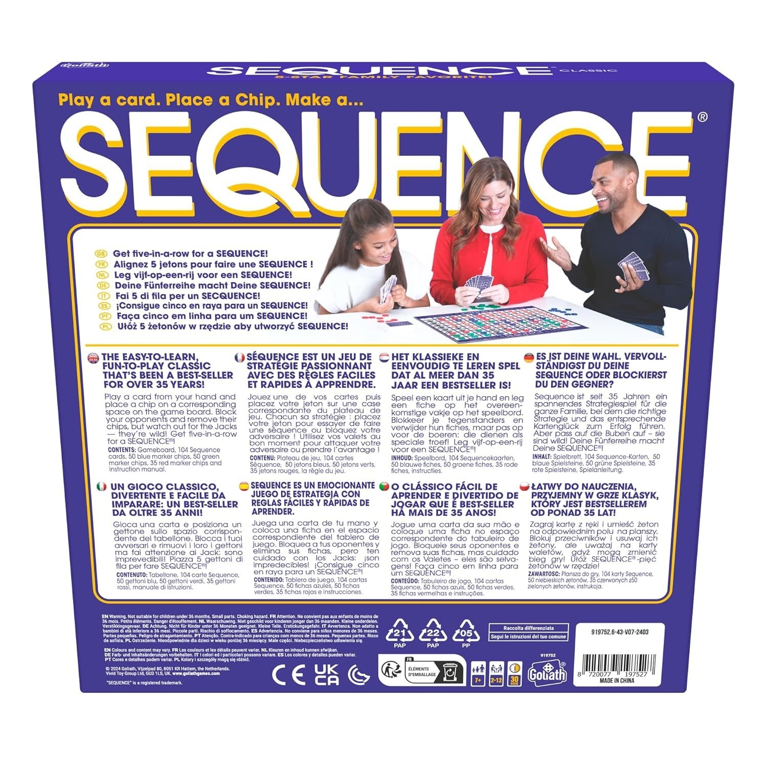 SEQUENCE Game for Kids and Families, No Batteries Required, Fun for All Ages