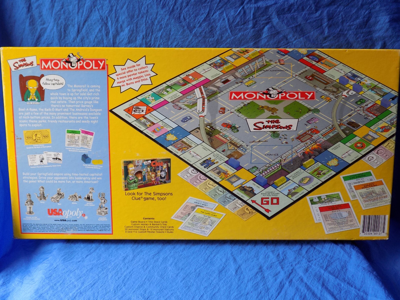 The SIMPSONS MONOPOLY Board Game For Parts or Play 2001