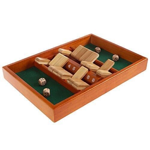 Shut The Box Game-Classic 9 Number Wooden Set with Dice Included-Old Fashioned