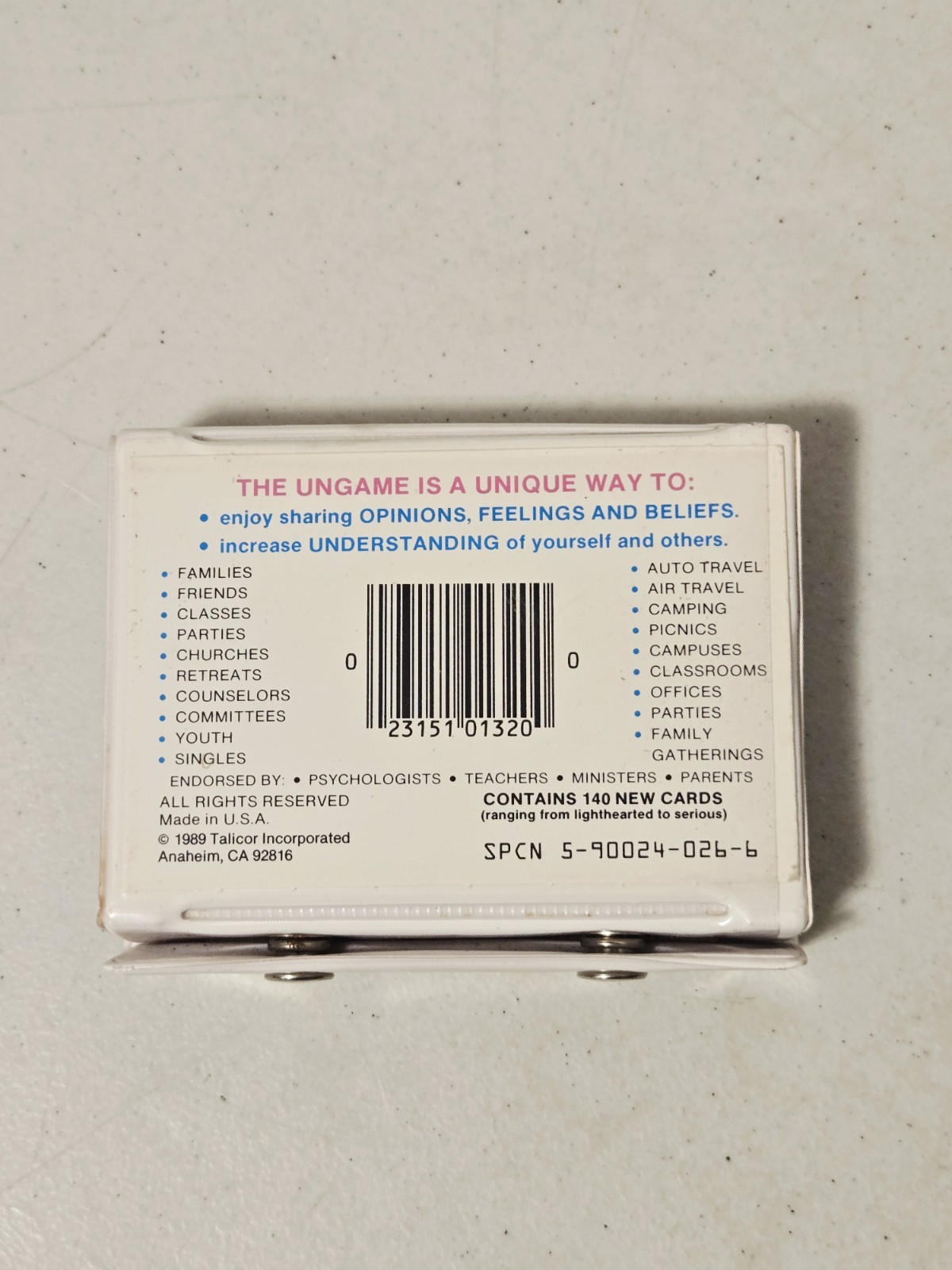 1989 The UnGame Self Expression Game Families Version Pocket Size